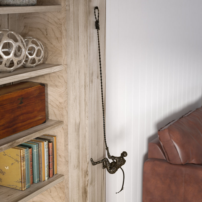 Trent Austin Design Latour Metal Mounted Climbing Man Sculpture Wall